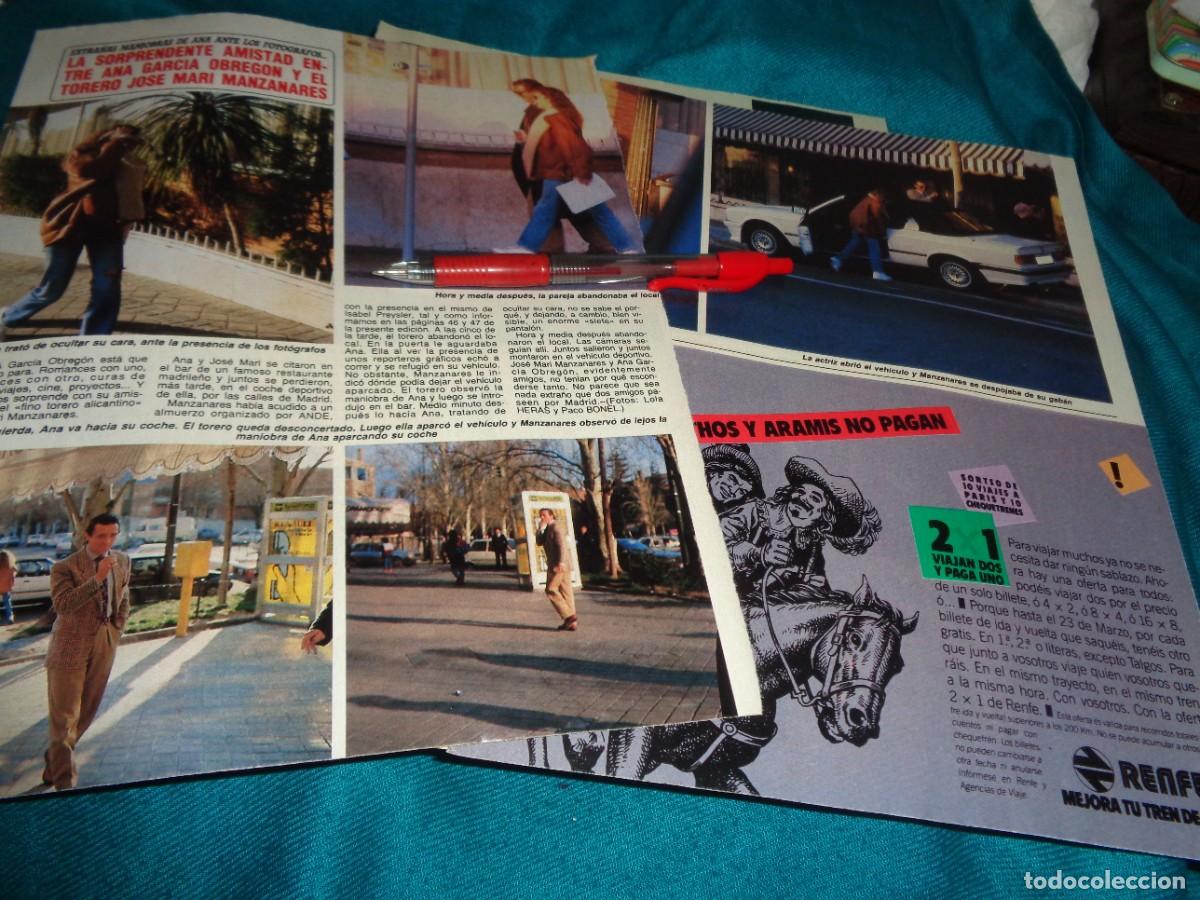 Coleccionismo de Revista Diez Minutos: RECORTE : ANA OBREGON, AMISTAD CON JOSE MARI MANZANARES. DIEZ MINUTOS, MARZO 1988