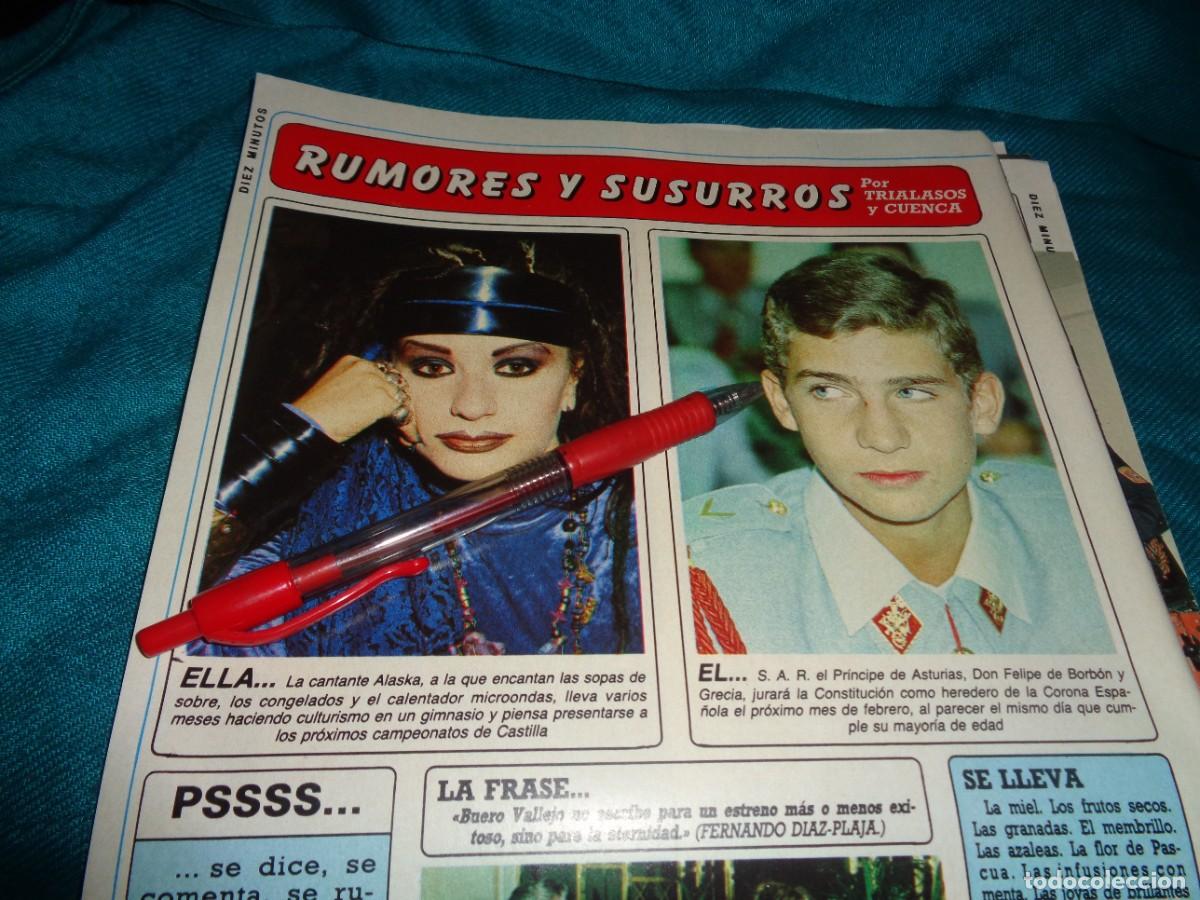 Coleccionismo de Revista Diez Minutos: RECORTE : A ALASKA LE GUSTAN LAS SOPAS DE SOBRE. DIEZ MINUTOS, DCBR 1985