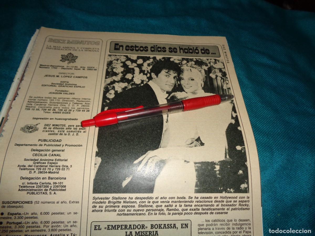 Coleccionismo de Revista Diez Minutos: RECORTE : SYLVESTER STALLONE Y BRIGITTE NIELSEN. DIEZ MINUTOS, DCBRE 1985