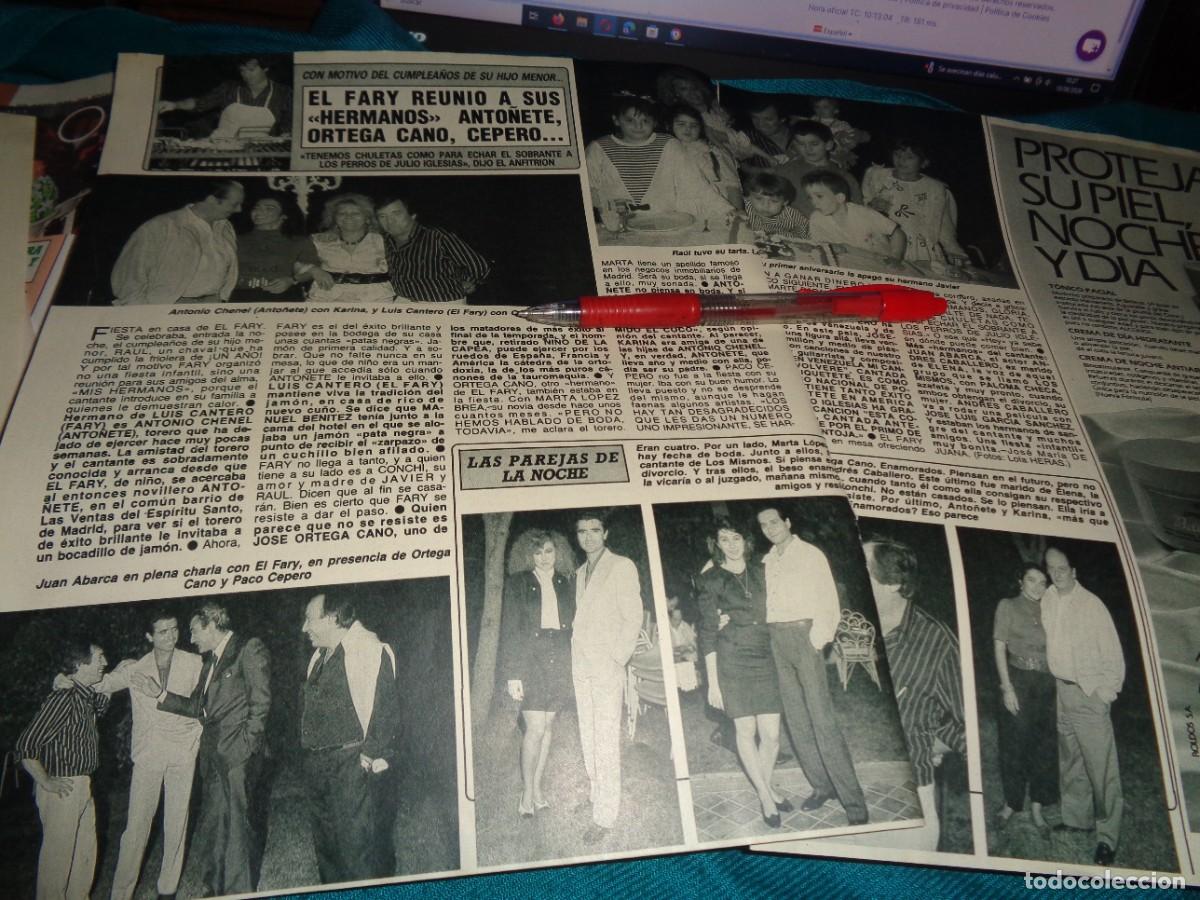 Coleccionismo de Revista Diez Minutos: RECORTE : EL FARY, REUNIO A ANTO&Ntilde;ETE, ORTEGA CANO...EN CUMPLEA&Ntilde;OS. DIEZ MINUTOS, OCTBRE 1988