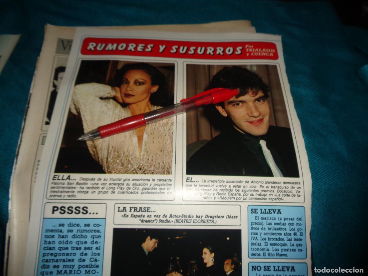 Coleccionismo de Revista Diez Minutos: RECORTE : PALOMA SAN BASILIO. ANTONIO BANDERAS. DIEZ MINUTOS, ENERO 1986