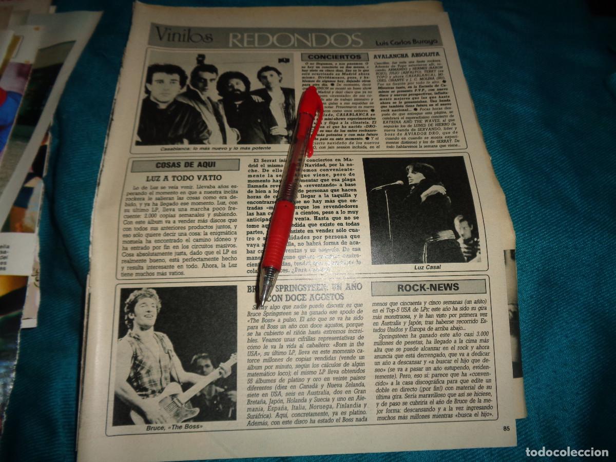 Coleccionismo de Revista Diez Minutos: RECORTE : VINILOS REDONDOS : LUZ CASAL, CASABLANCA, BRUCE SPRINGSTEEN. DIEZ MINUTOS, ENERO 1986