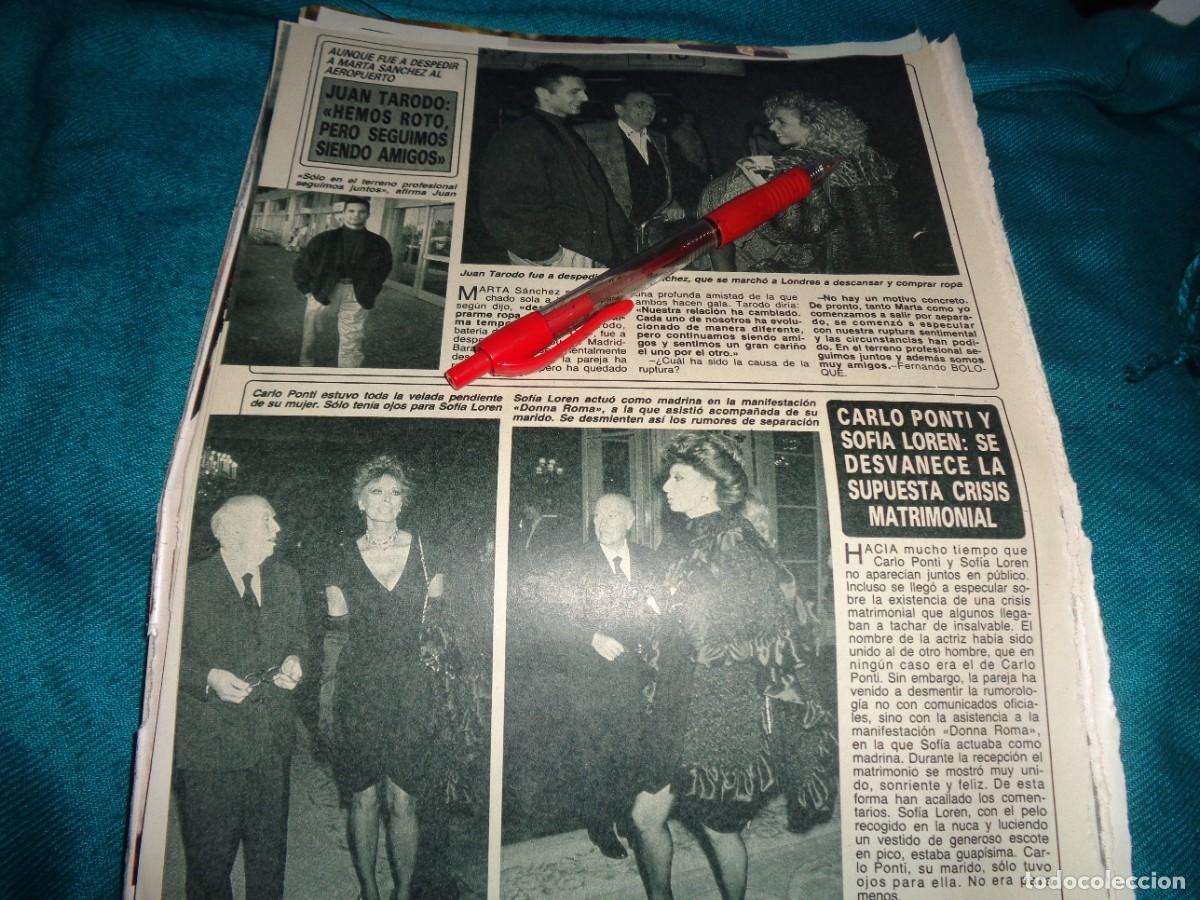 Coleccionismo de Revista Diez Minutos: RECORTE : MARTA SANCHEZ Y JUAN TARODO. SOFIA LOREN. DIEZ MINUTOS, NOVBRE 1989