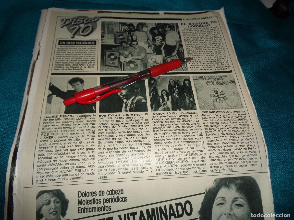 Coleccionismo de Revista Diez Minutos: RECORTE : DISCO 10 : LOQUILLO Y LOS TROGLODITAS. BOB DYLAN. DIEZ MINUTOS, NOVBRE 1989