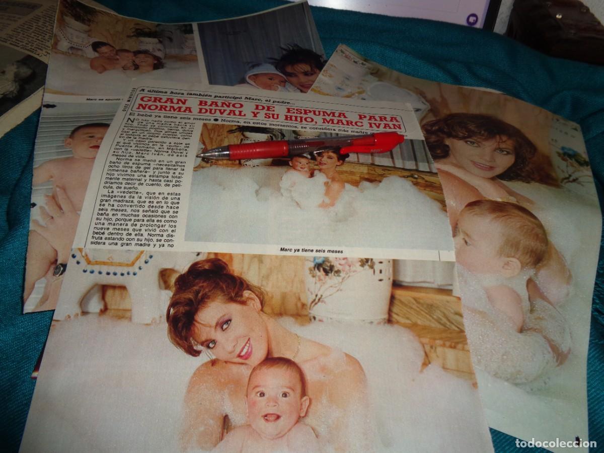 Coleccionismo de Revista Diez Minutos: RECORTE : BA&Ntilde;O DE ESPUMA DE NORMA DUVAL, SU HIJO Y MARC IVAN. DIEZ MINUTOS, ABRIL 1985