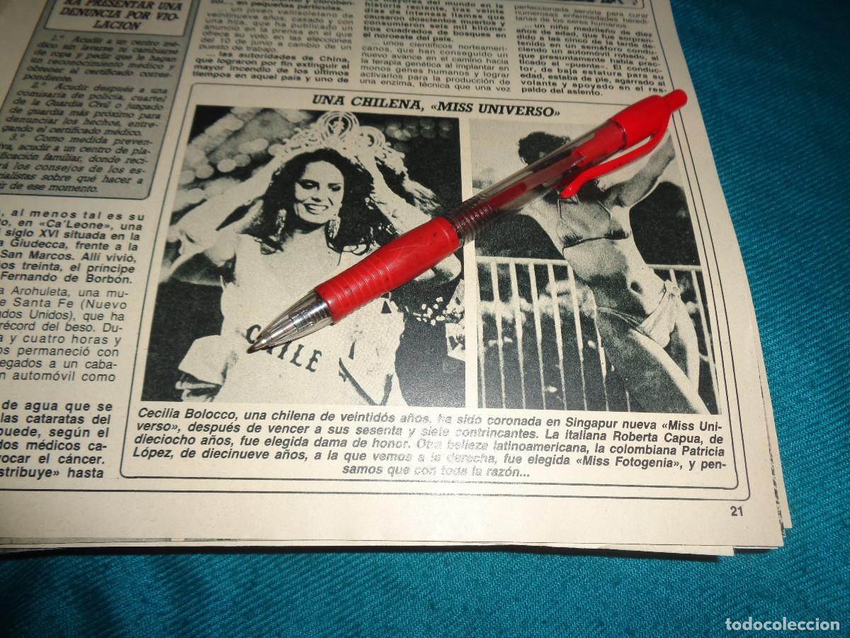 Coleccionismo de Revista Diez Minutos: RECORTE : CECILIA BOLOCCO, UNA CHILENA MISS UNIVERSO. DIEZ MINUTOS, JUNIO 1987