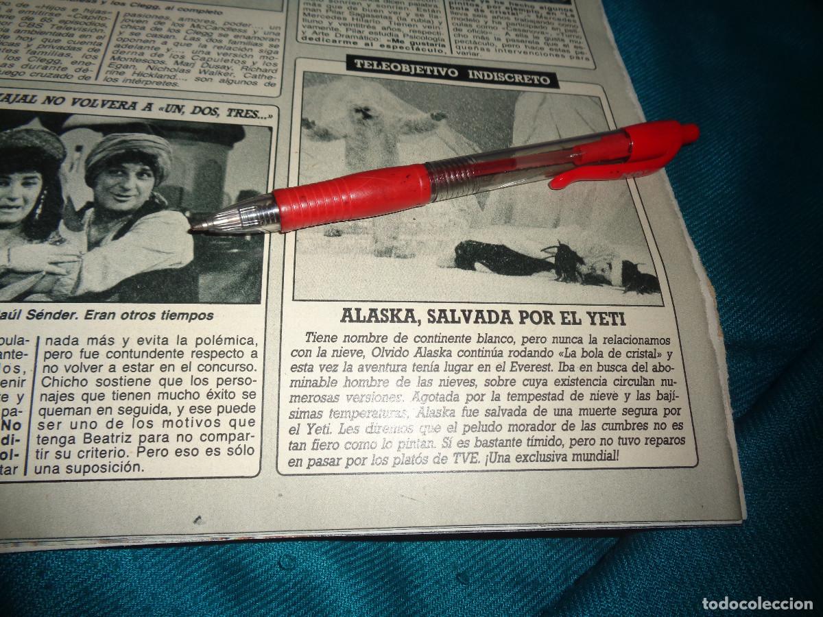 Coleccionismo de Revista Diez Minutos: RECORTE : ALASKA, SALVADA POR EL YETI. DIEZ MINUTOS, JUNIO 1987