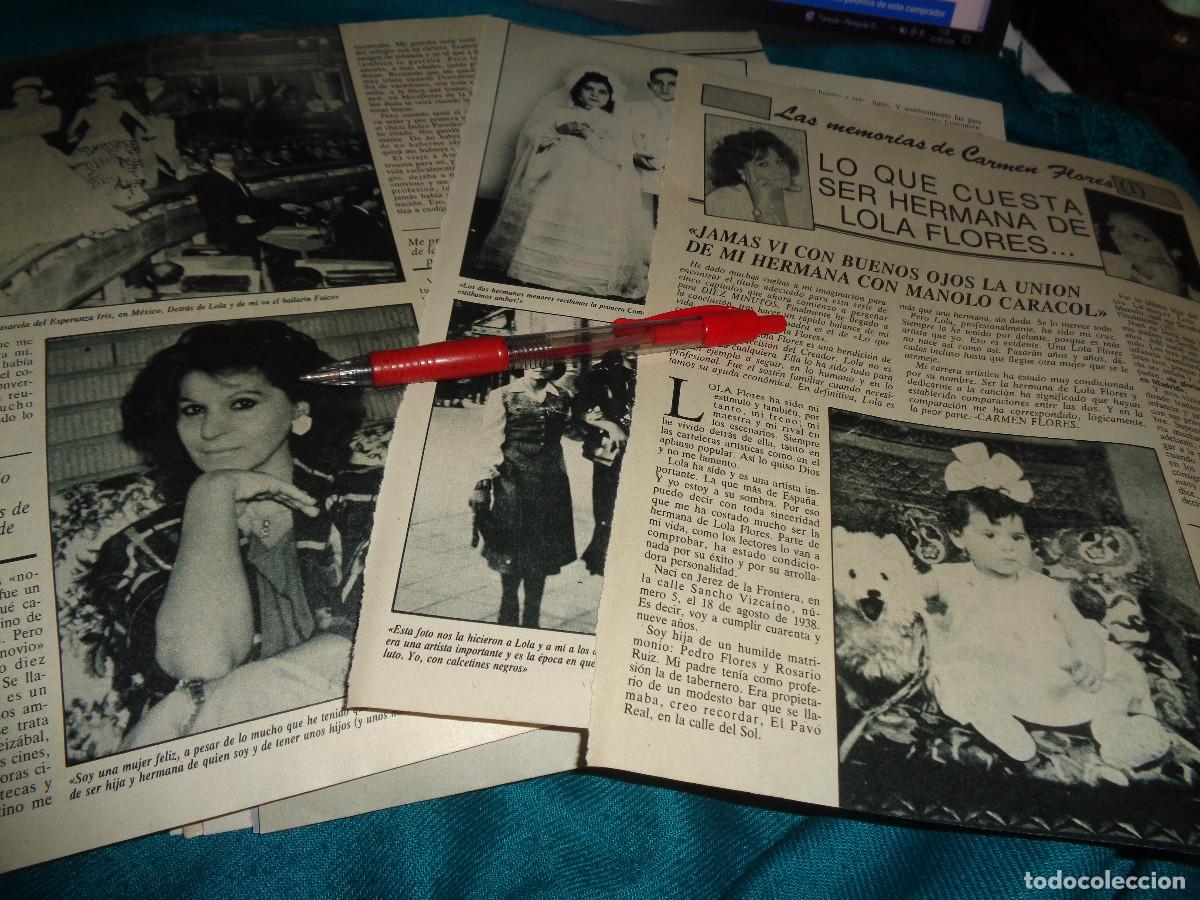 Coleccionismo de Revista Diez Minutos: RECORTE : LO QUE CUESTA SER HERMANA DE LOLA FLORES. CAP. 1. DIEZ MINUTOS, JUNIO 1987