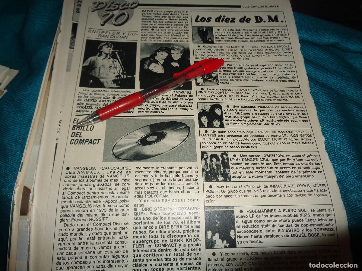 Coleccionismo de Revista Diez Minutos: RECORTE : DISCO 10 : DURAN DURAN. SANGRE AZUL, DAVID KNOPFLER..... DIEZ MINUTOS, JUNIO 1987
