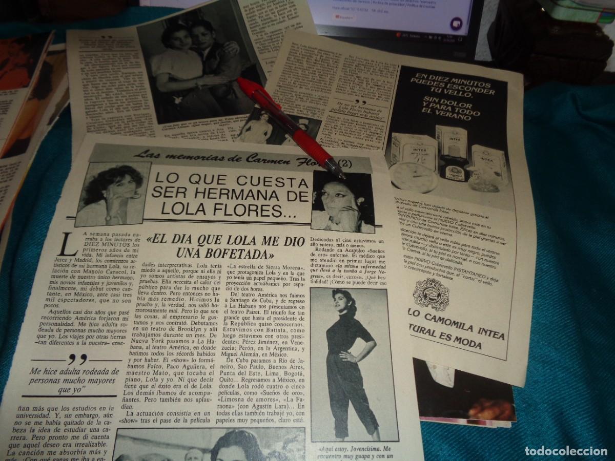 Coleccionismo de Revista Diez Minutos: RECORTE : LO QUE CUESTA SER LA HERMANA DE LOLA FLORES. CAP. 2. DIEZ MINUTOS, JUNIO 1987