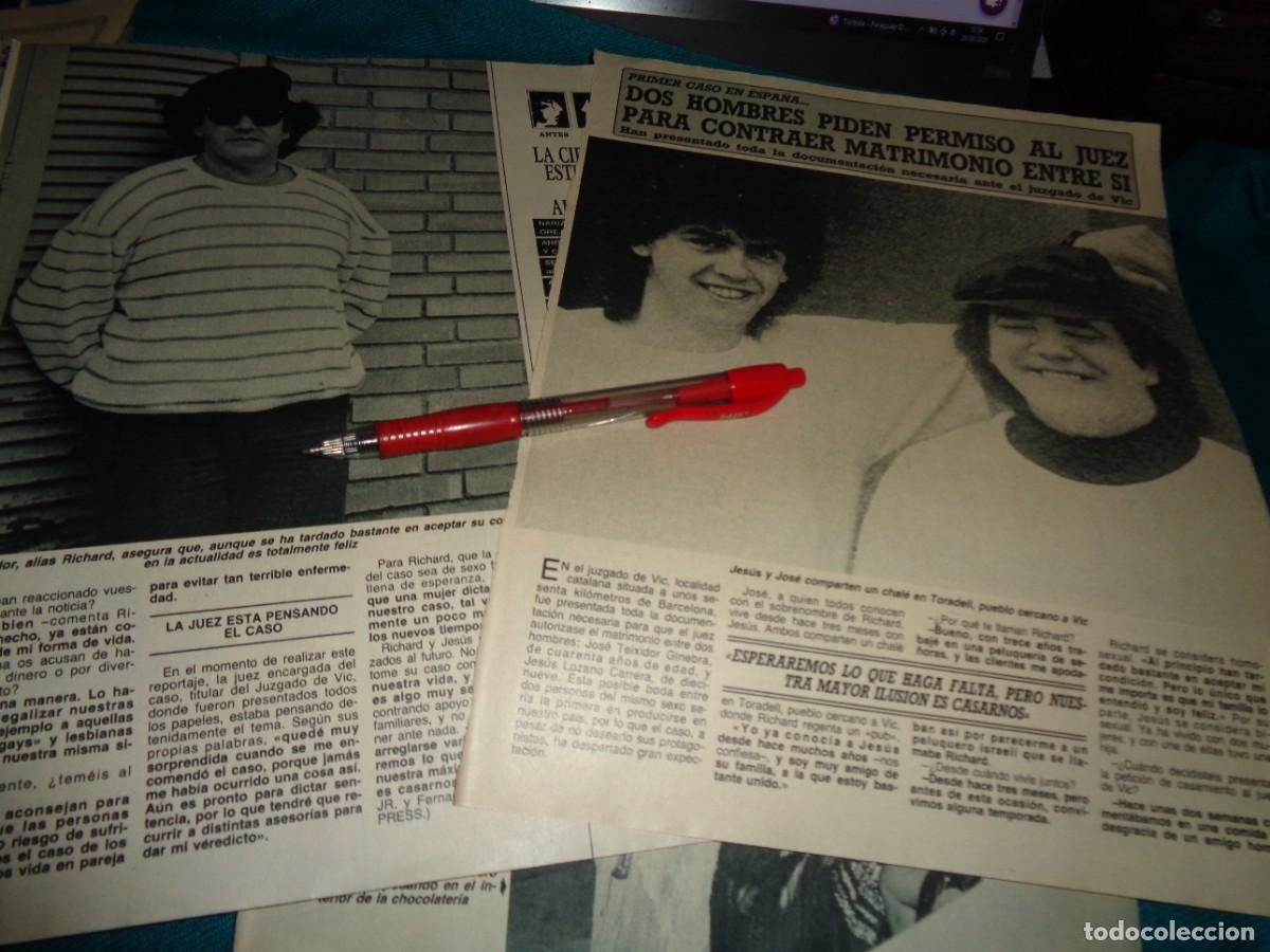 Coleccionismo de Revista Diez Minutos: RECORTE : 1&ordm; CASO EN ESPA&Ntilde;A : 2 HOMBRES PIDEN CASARSE AL JUEZ. DIEZ MINUTOS, JUNIO 1987
