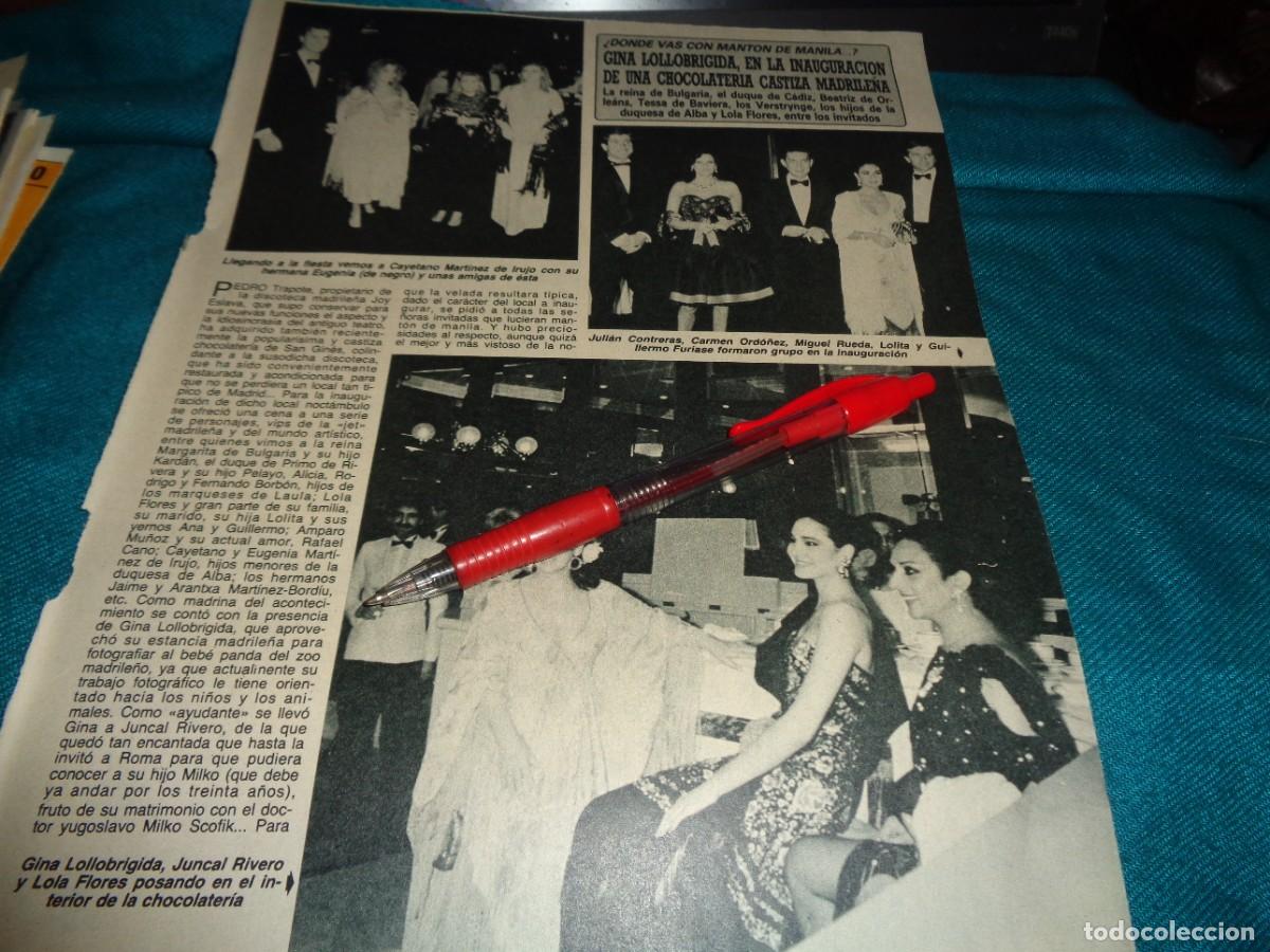 Coleccionismo de Revista Diez Minutos: RECORTE : LOLA FLORES, JUNCAL RIVERO Y GINA LOLLOBRIGIDA. DIEZ MINUTOS, JUNIO 1987