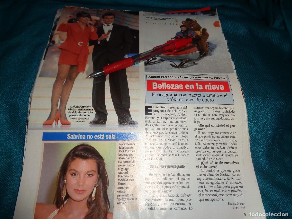 Coleccionismo de Revista Diez Minutos: RECORTE : SABRINA Y ANDONI FERRE&Ntilde;O, PRESENTAN BELLEZAS EN LA NIEVE. DIEZ MINUTOS, DICBRE 1991
