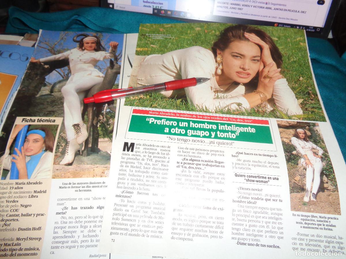 Coleccionismo de Revista Diez Minutos: RECORTE : MARIA ABRADELO, AZAFATA DEL UN, DOS, TRES... DIEZ MINUTOS, DICBRE 1991