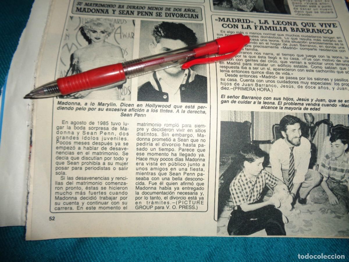 Coleccionismo de Revista Diez Minutos: RECORTE : MADONNA Y SEAN PENN, SE DIVORCIAN. DIEZ MINUTOS, JUNIO 1987