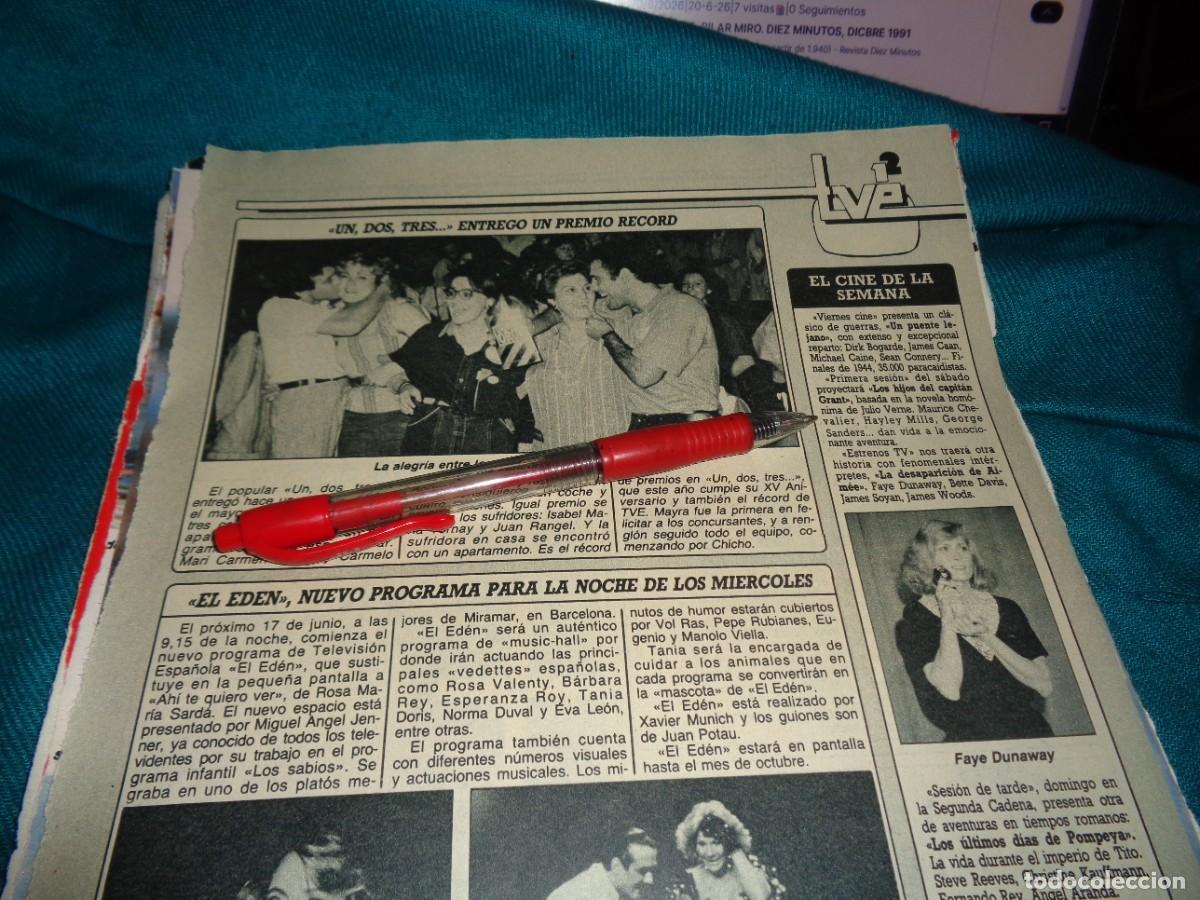 Coleccionismo de Revista Diez Minutos: RECORTE : EL UN, DOS, TRES.... ENTREGA UN PREMIO RECORD . DIEZ MINUTOS, JUNIO 1987
