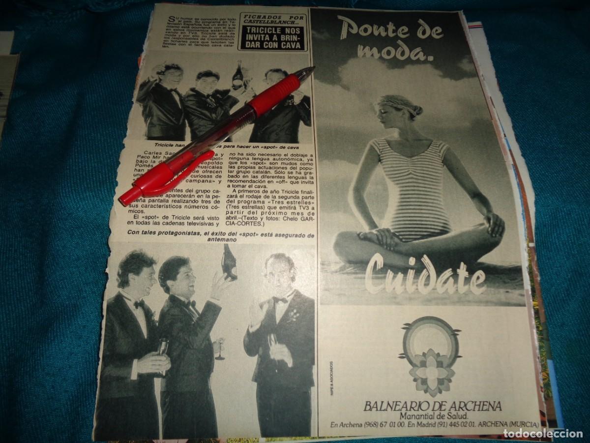 Coleccionismo de Revista Diez Minutos: RECORTE : TRICICLE, FICHADOS POR CASTELLBLANCH. DIEZ MINUTOS, DICBRE 1988
