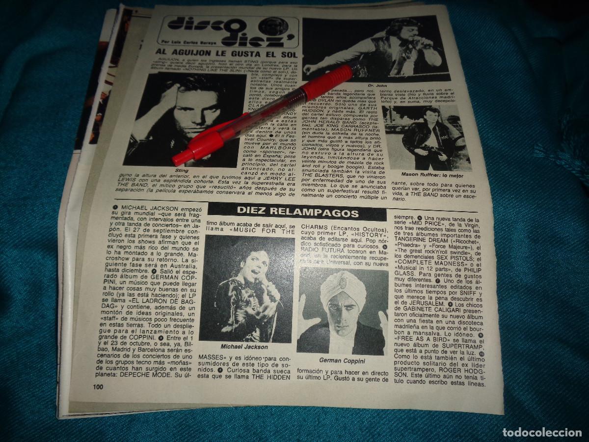 Collezionismo di Rivista Diez Minutos: RECORTE : DISCO 10 : STING, DR. JOHN, MASON RUFFNER..... DIEZ MINUTOS, OCT 1987