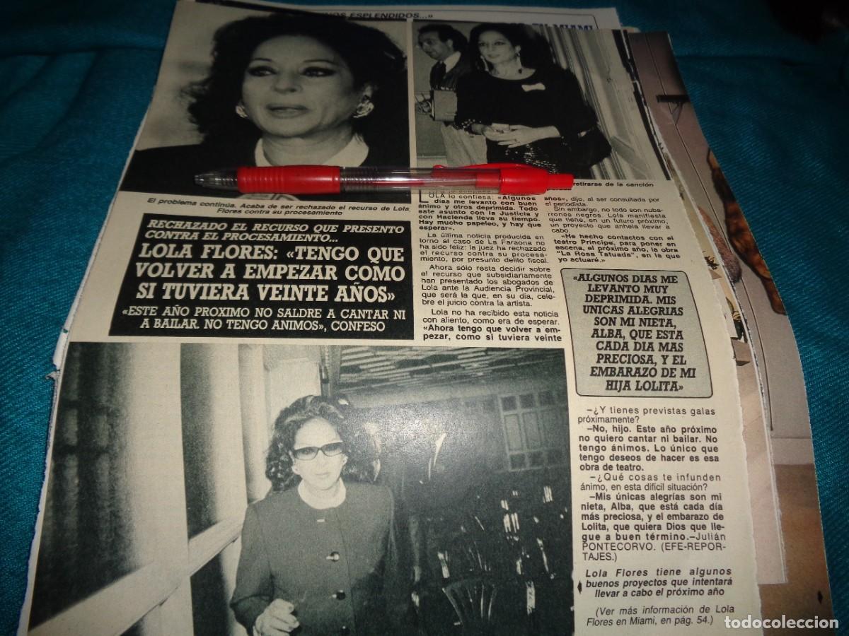 Coleccionismo de Revista Diez Minutos: RECORTE : LOLA FLORES, RECHAZADO RECURSO CONTRA PROCESAMIENTO. DIEZ MINUTOS, DCBRE 1987