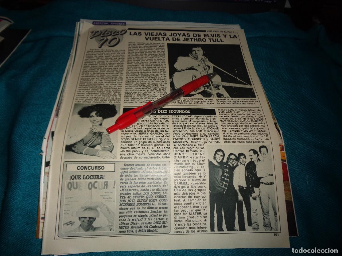 Coleccionismo de Revista Diez Minutos: RECORTE : DISCO 10 : ELVIS PRESLEY, LA VUELTA DE JETHRO TULL... DIEZ MINUTOS, DCBRE 1987