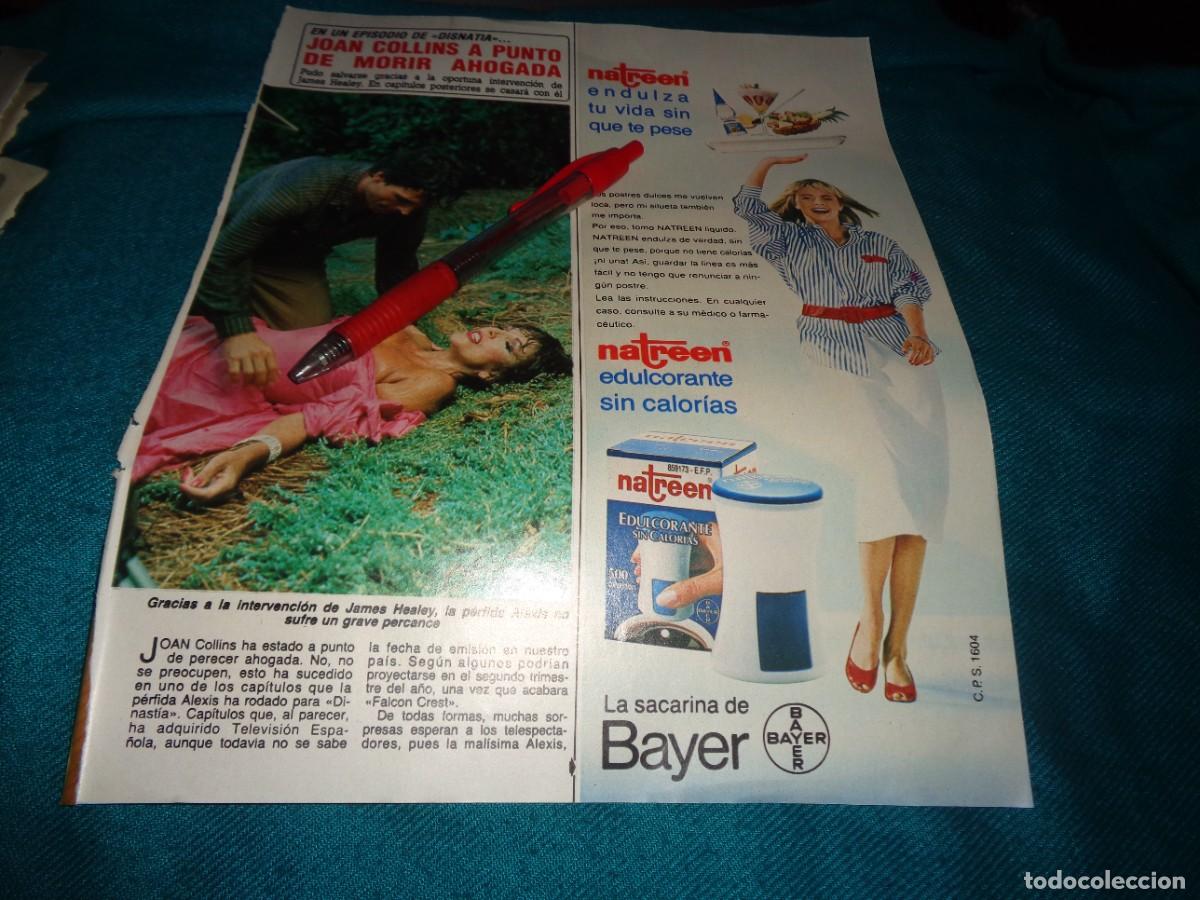 Coleccionismo de Revista Diez Minutos: RECORTE : JOAN COLLINS, A PUNTO DE MORI AHOGADA. DIEZ MINUTOS, DCBRE 1987