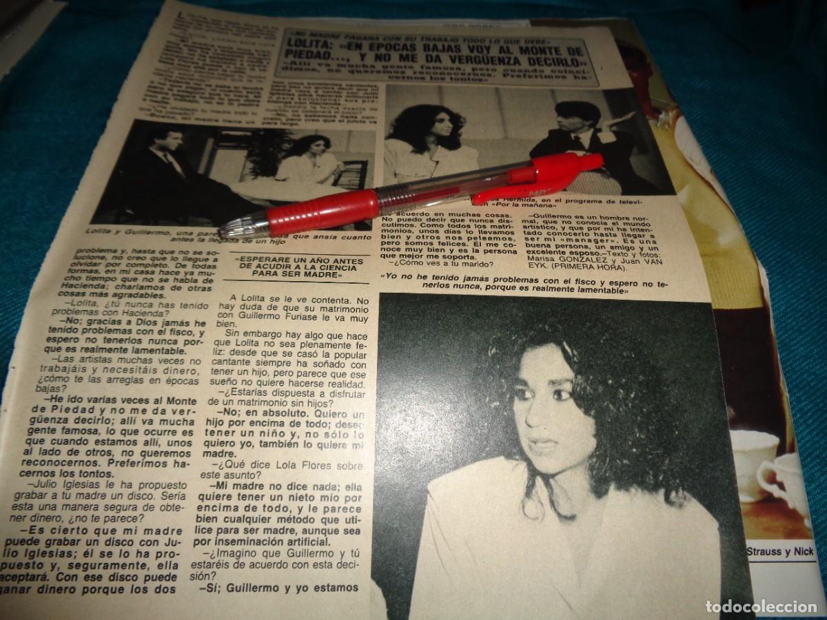 Coleccionismo de Revista Diez Minutos: RECORTE : LOLITA, VA AL MONTE DE PIEDAD EN EPOCAS BAJAS. DIEZ MINUTOS, MAYO 1987