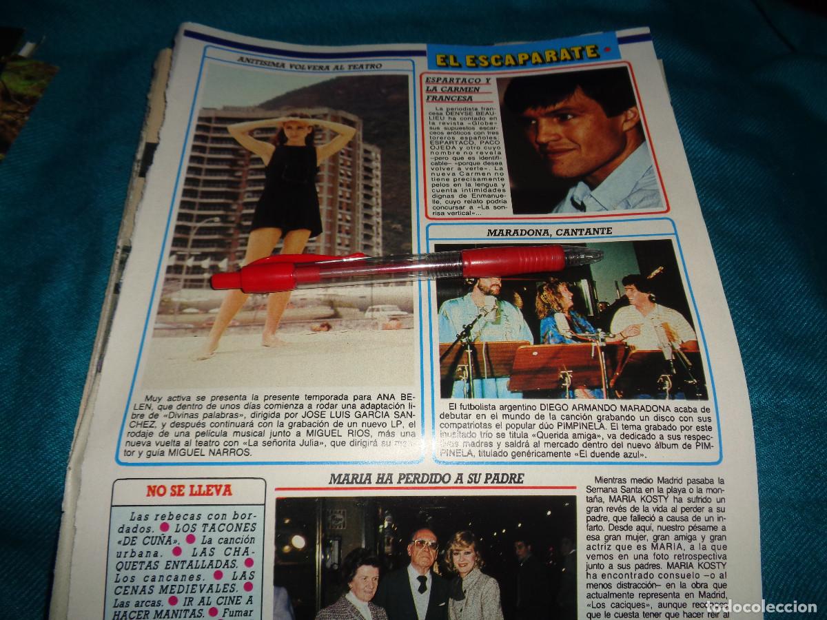 Coleccionismo de Revista Diez Minutos: RECORTE : ANA BELEN, VUELVE AL TEATRO . PIMPINELA. DIEZ MINUTOS, MAYO 1987