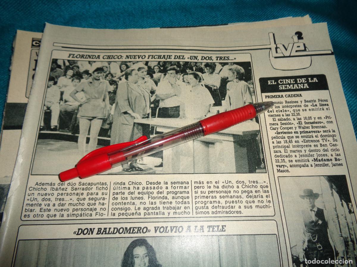 Coleccionismo de Revista Diez Minutos: RECORTE : FLORINDA CHICO, NUEVO FICHAJE EN EL UN, DOS, TRES,.. DIEZ MINUTOS, MAYO 1987
