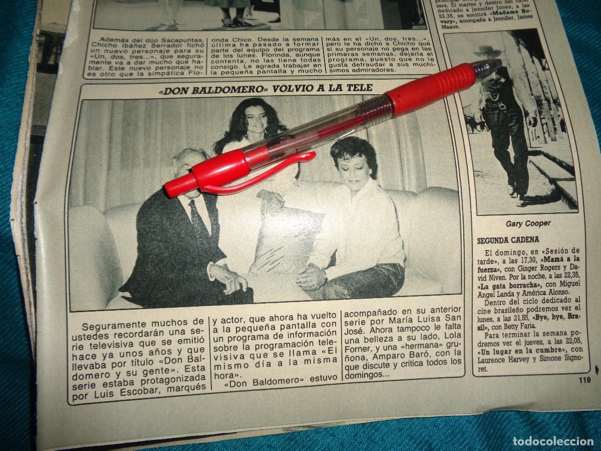 Coleccionismo de Revista Diez Minutos: RECORTE : LOLA FORNER, EN DON BALDOMERO. DIEZ MINUTOS, MAYO 1987
