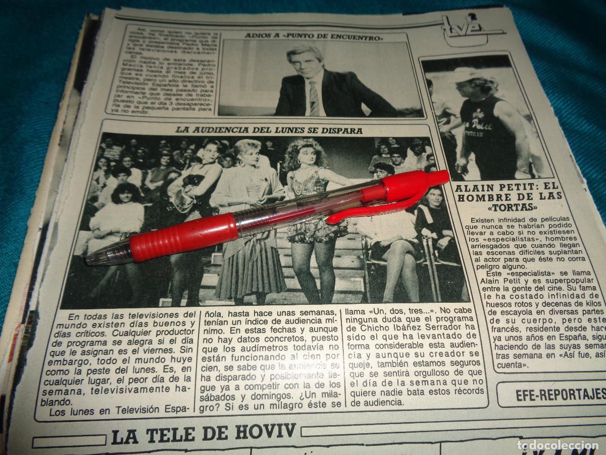 Coleccionismo de Revista Diez Minutos: RECORTE : UN, DOS, TRES.... LA AUDIENCIA DEL LUNES SE DISPARA. DIEZ MINUTOS, MAYO 1987