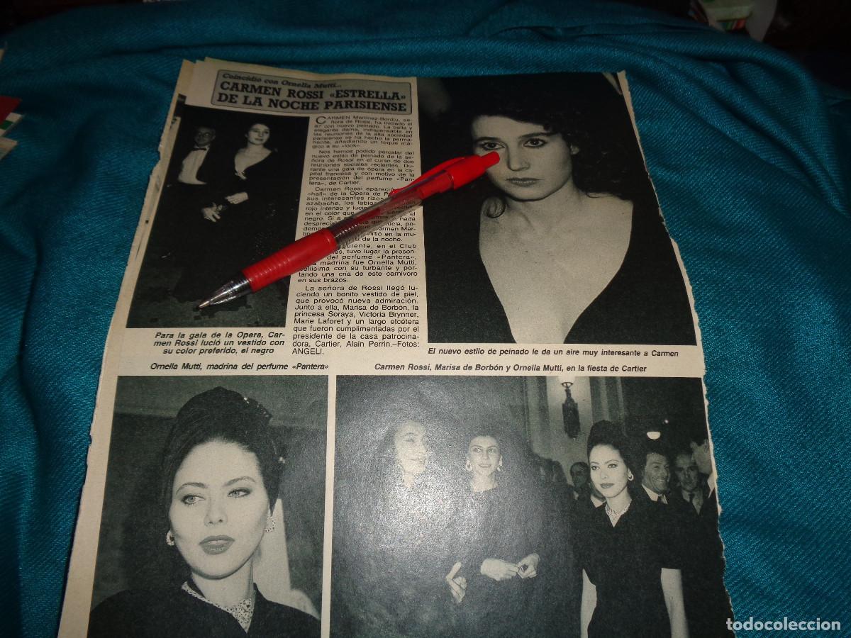 Sammeln von Zeitschriften Diez Minutos: RECORTE : CARMEN ROSSI Y ORNELLA MUTI , EN LA NOCHE PARISINA. DIEZ MINUTOS, FBRO 1987