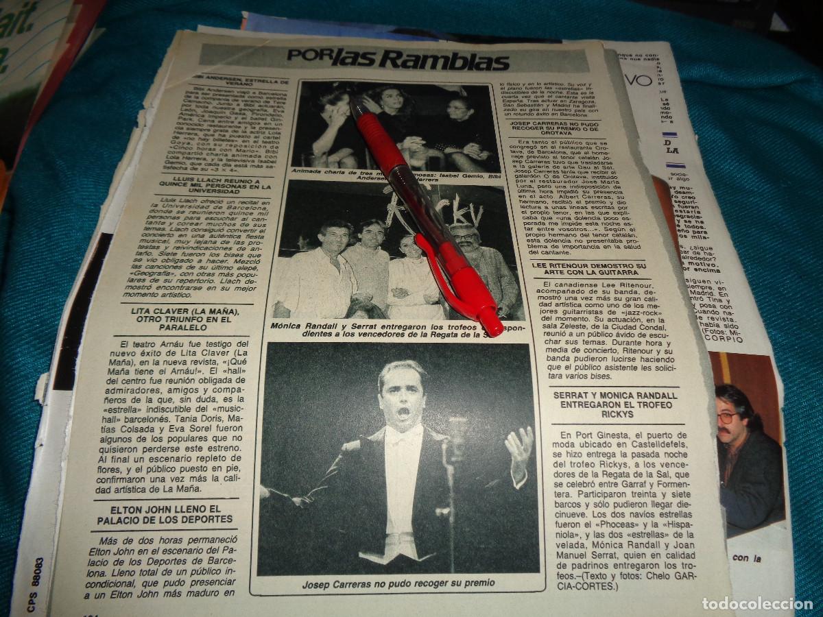 Coleccionismo de revista Diez Minutos: RECORTE : BIBI ANDERSEN. JOSE CARRERAS. DIEZ MINUTOS, MAYO 1989
