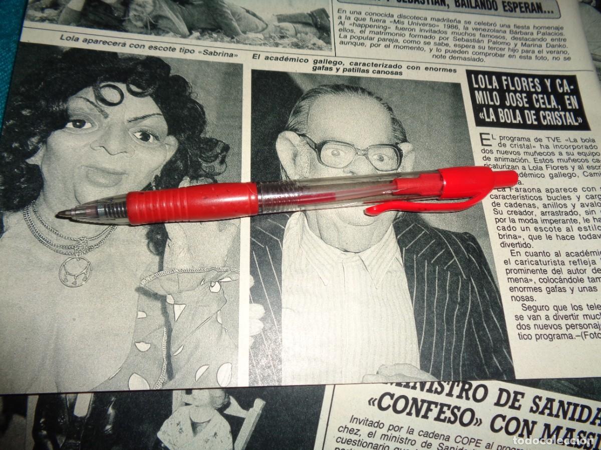Coleccionismo de revista Diez Minutos: RECORTE : LOLA FLORES Y CELA, EN LA BOLA DE CRISTAL. DIEZ MINUTOS, FEBR 1986