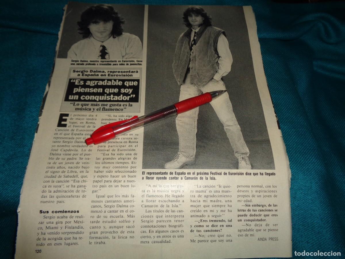 Coleccionismo de revista Diez Minutos: RECORTE : SERGIO DALMA REPRESENTARA A ESPA&Ntilde;A EN EUROVISION. DIEZ MINUTOS, MARZO 1991