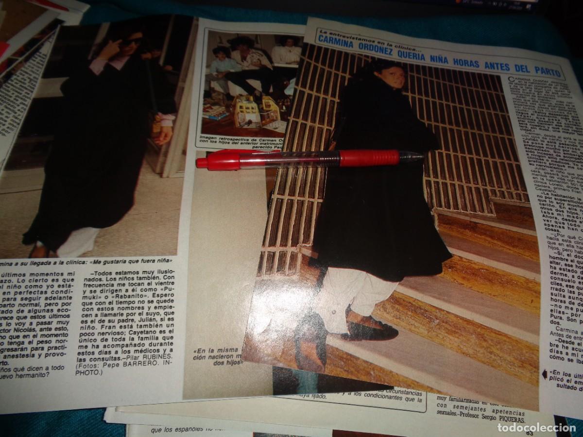 Coleccionismo de revista Diez Minutos: RECORTE : CARMINA ORDO&Ntilde;EZ, UNAS HORAS ANTES DEL PARTO. DIEZ MINUTOS, ENERO 1986