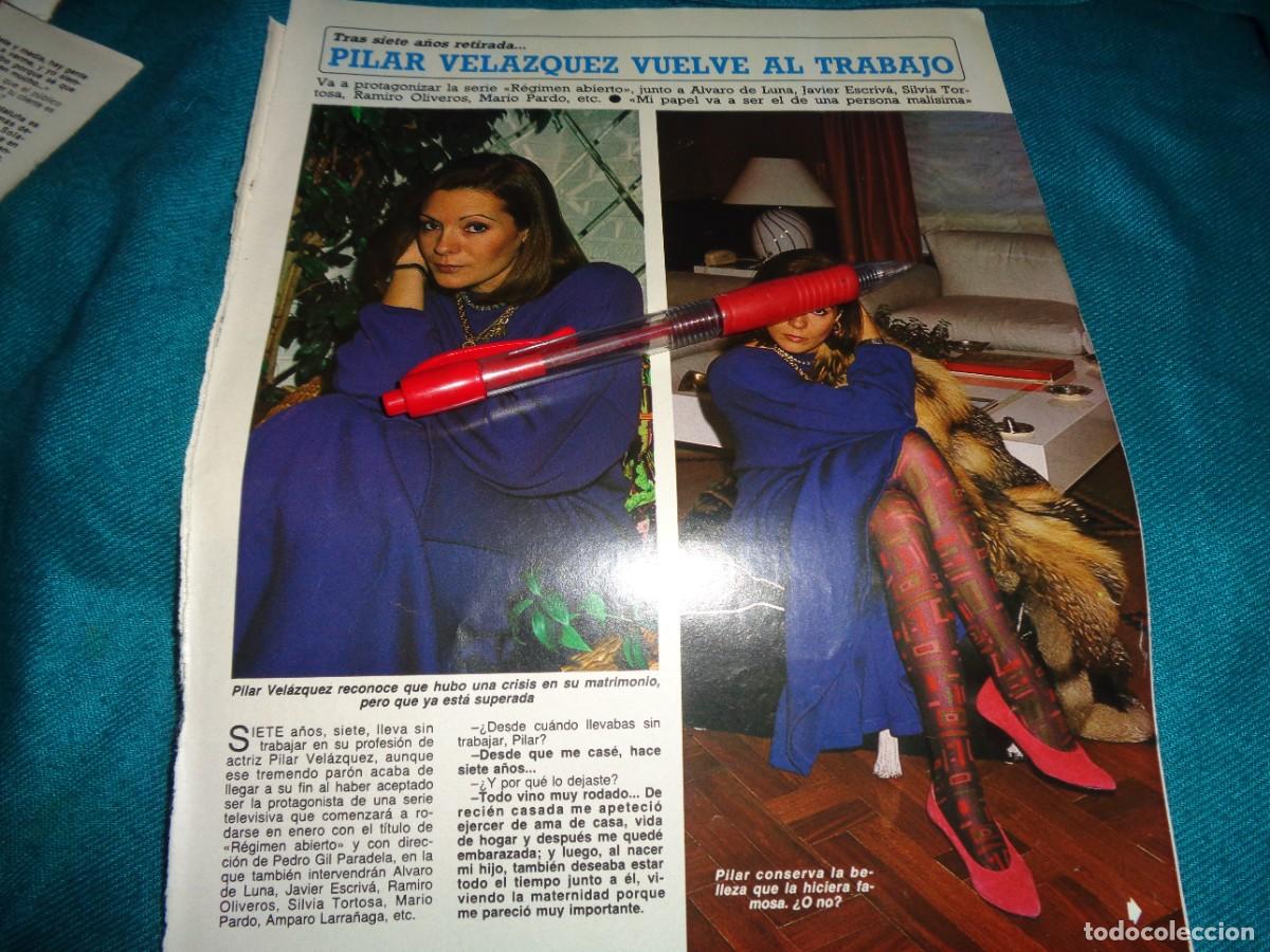 Coleccionismo de revista Diez Minutos: RECORTE : PILAR VELAZQUEZ VUELVE AL TRABAJO. DIEZ MINUTOS, ENERO 1986