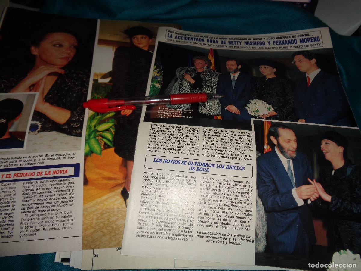 Coleccionismo de revista Diez Minutos: RECORTE : LA ACCIDENTADA BODA DE BETTY MISSIEGO. DIEZ MINUTOS, MARZO 1988