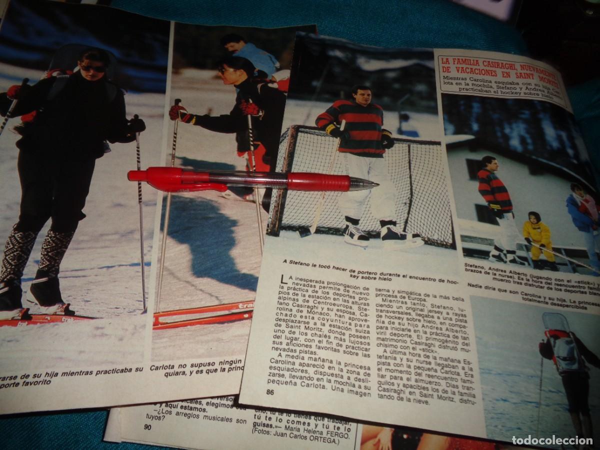 Coleccionismo de revista Diez Minutos: RECORTE : CAROLINA DE MONACO CON SU FAMILIA EN SAINT MORITZ. DIEZ MINUTOS,FBRO 1987