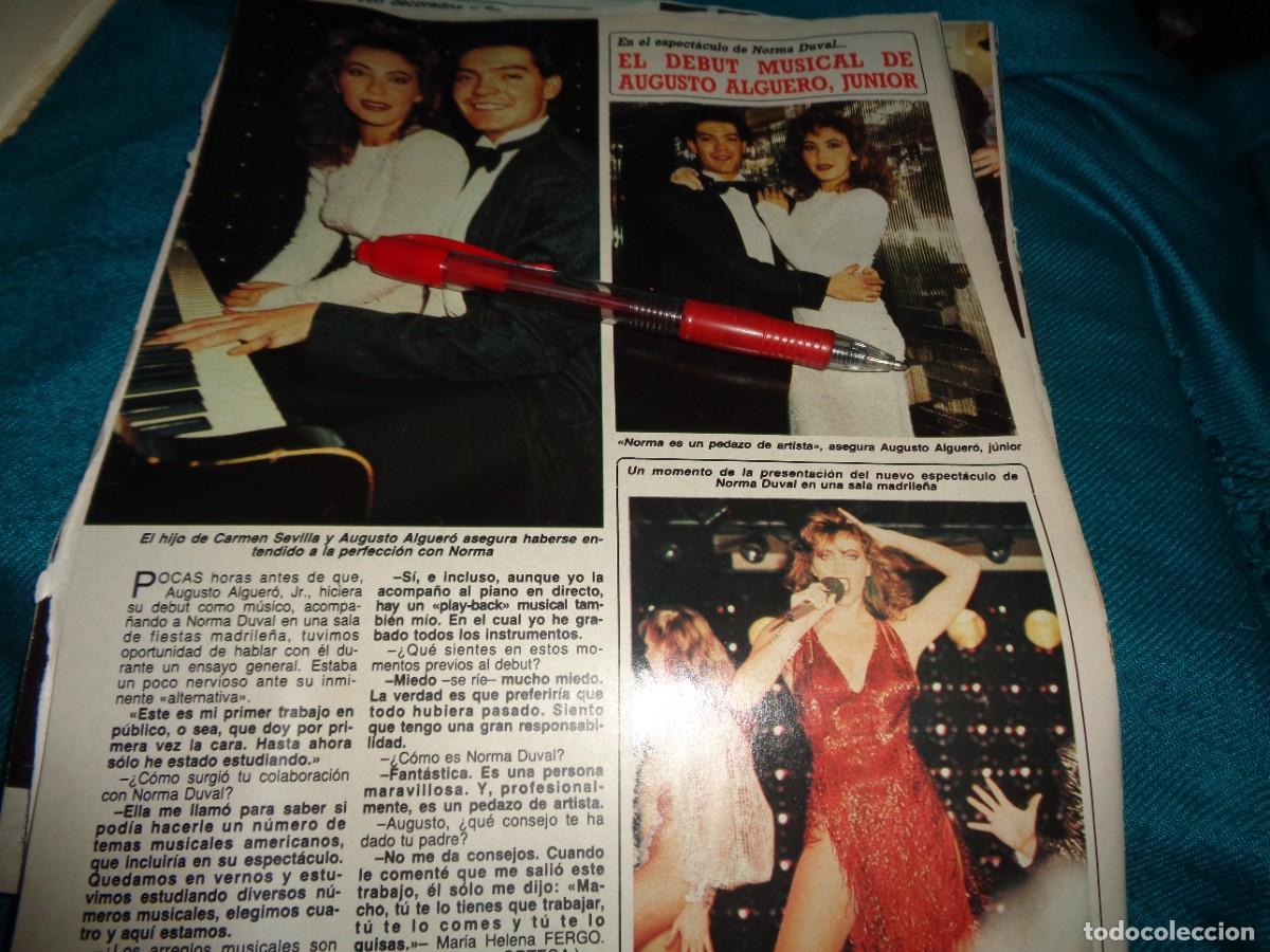 Coleccionismo de revista Diez Minutos: RECORTE : NORMA DUVAL, EN EL DEBUT DE AUGUSTO ALGUERO JR. DIEZ MINUTOS, FBRO 1987