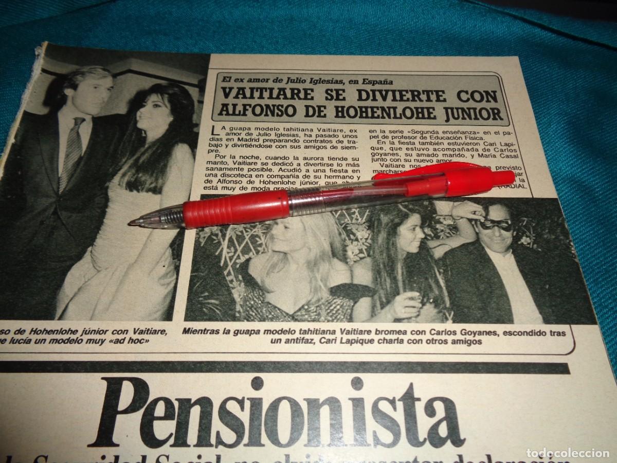 Coleccionismo de revista Diez Minutos: RECORTE : VAITIARE CON ALFONSO DE HOHENLOHE. DIEZ MINUTOS, FBRO 1986