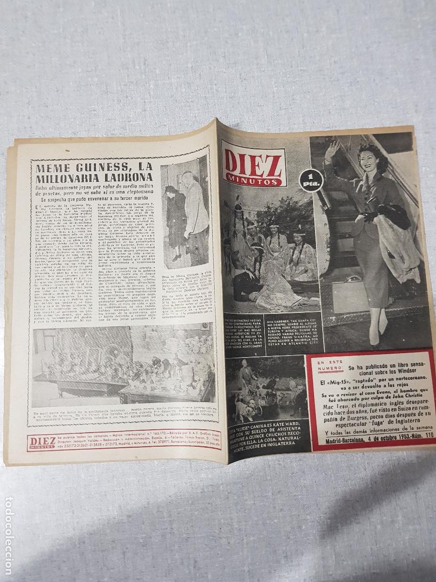 Colecionismo da Revista Diez Minutos: DIEZ MINUTOS -AGOSTO DE 1953-NUM.110