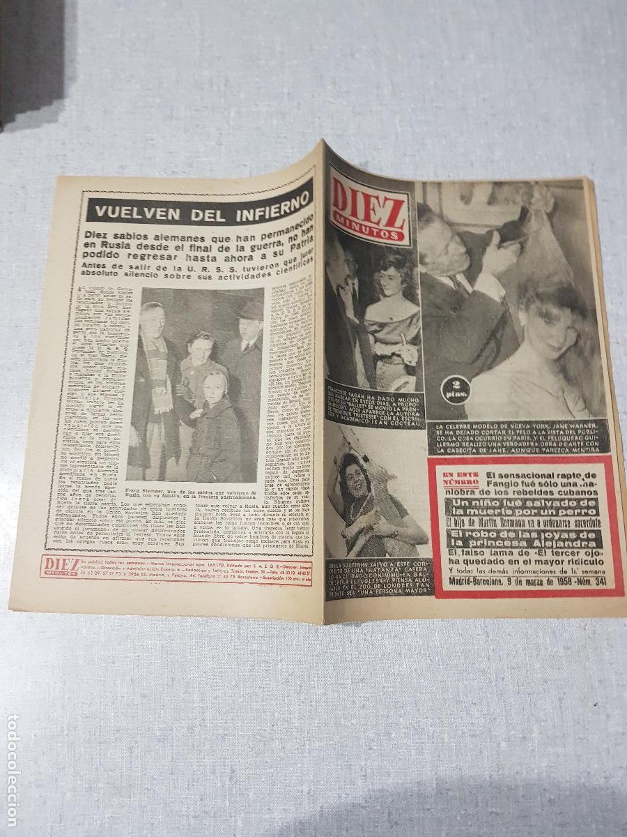 Coleccionismo de revista Diez Minutos: DIEZ MINUTOS -MARZO DE 1958-NUM.341