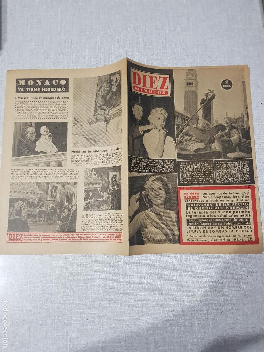 Coleccionismo de revista Diez Minutos: DIEZ MINUTOS -ABRIL DE 1958-NUM.345