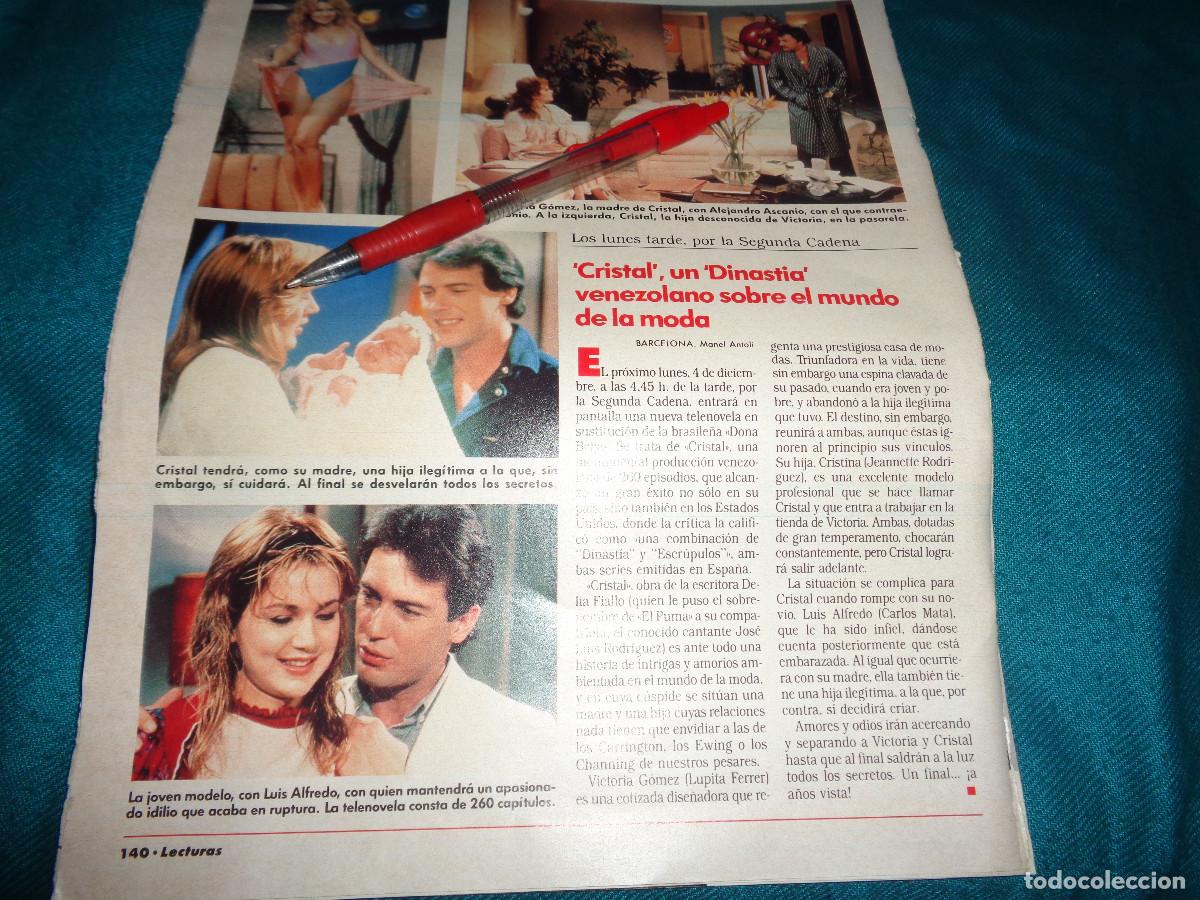 Colecionismo da Revista Diez Minutos: RECORTE : JEANETTE RODRIGUEZ, DE LA SERIE &rdquo;CRISTAL&rdquo;. DIEZ MINUTOS, DCMBRE 1990