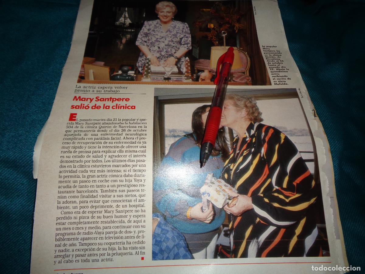 Collectionnisme de Magazine Diez Minutos: RECORTE : MARY SANTPERE, SALIO DE LA CLINICA. DIEZ MINUTOS, DCMBRE 1990