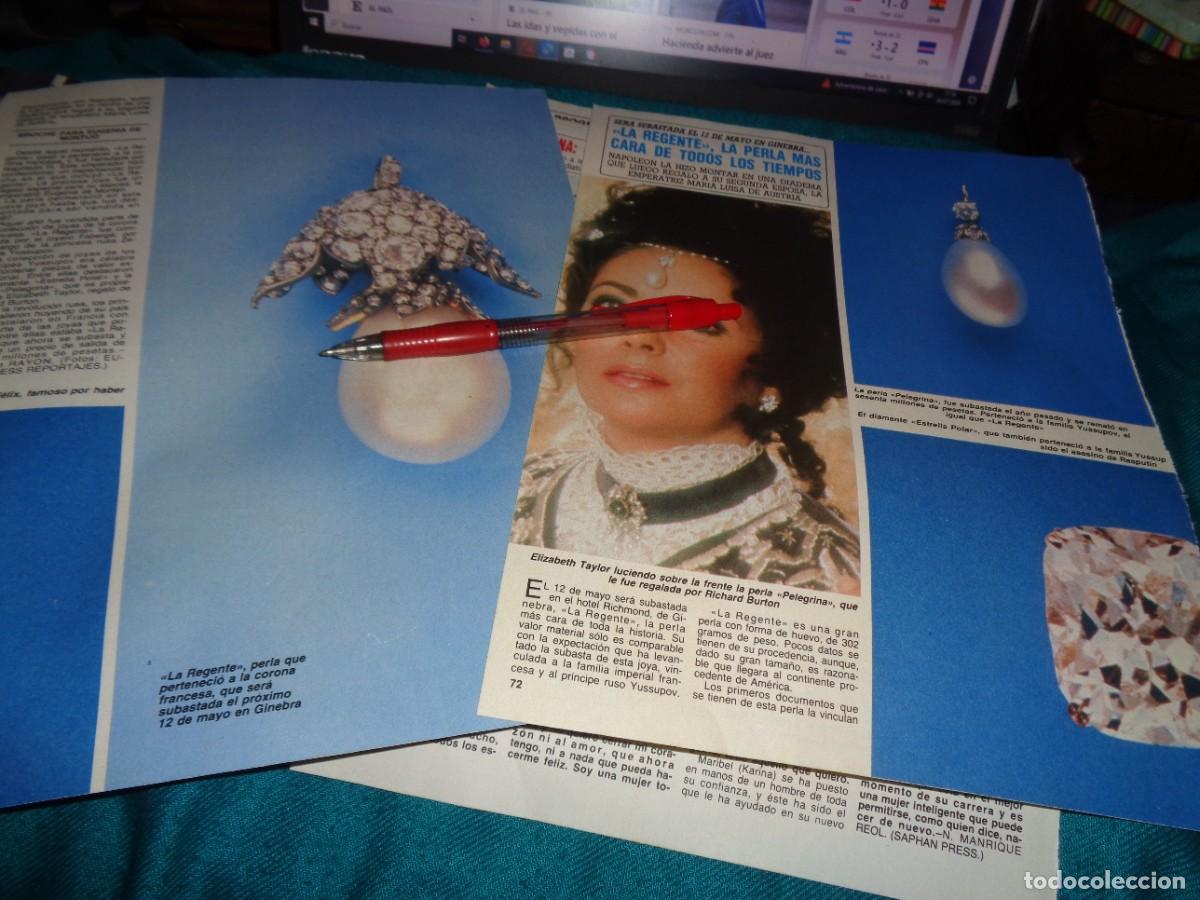 Coleccionismo de revista Diez Minutos: RECORTE : &rdquo;LA REGENTE&rdquo;, LA PERLA MAS CARA DEL MUNDO. LIZ TAYLOR. DIEZ MINUTOS, MAYO 1988