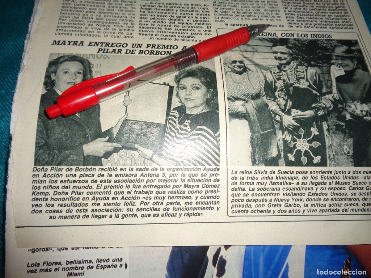 Collectionnisme de Magazine Diez Minutos: RECORTE : MAYRA GOMEZ KEMP, ENTREGA PREMIO A PILAR DE BORBON. DIEZ MINUTOS, ABRIL 1988