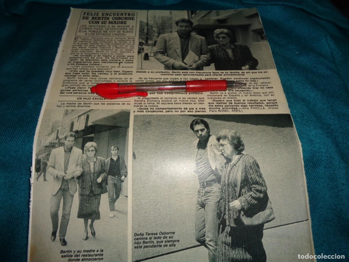 Coleccionismo de revista Diez Minutos: RECORTE : ENCUENTRO DE BERTIN OSBORNE CON SU MADRE. DIEZ MINUTOS, ABRIL 1988