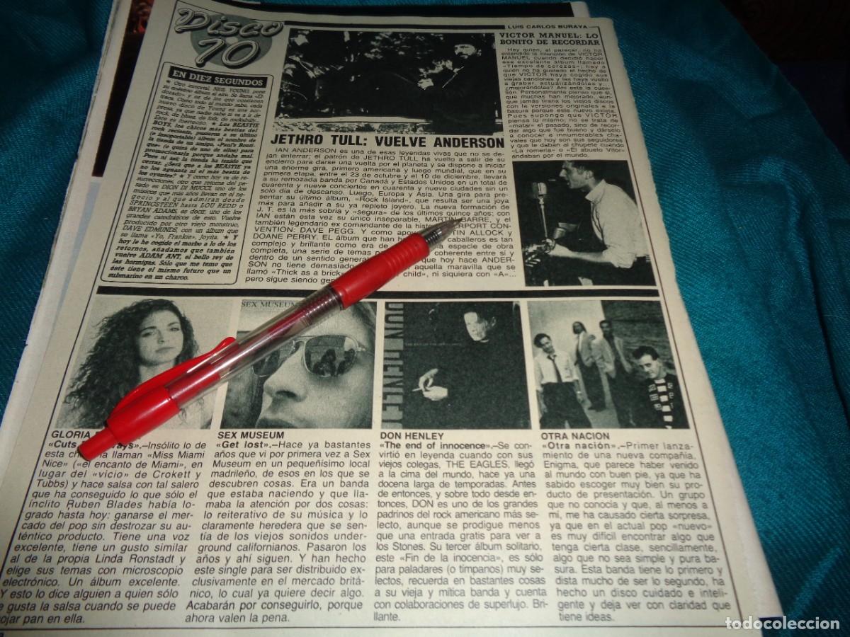Colecionismo da Revista Diez Minutos: RECORTE : JETHRO TULL :VUELVE ANDERSON. SEX MUSEUM, OTRA NACION.... DIEZ MINUTOS, OCTB 1989