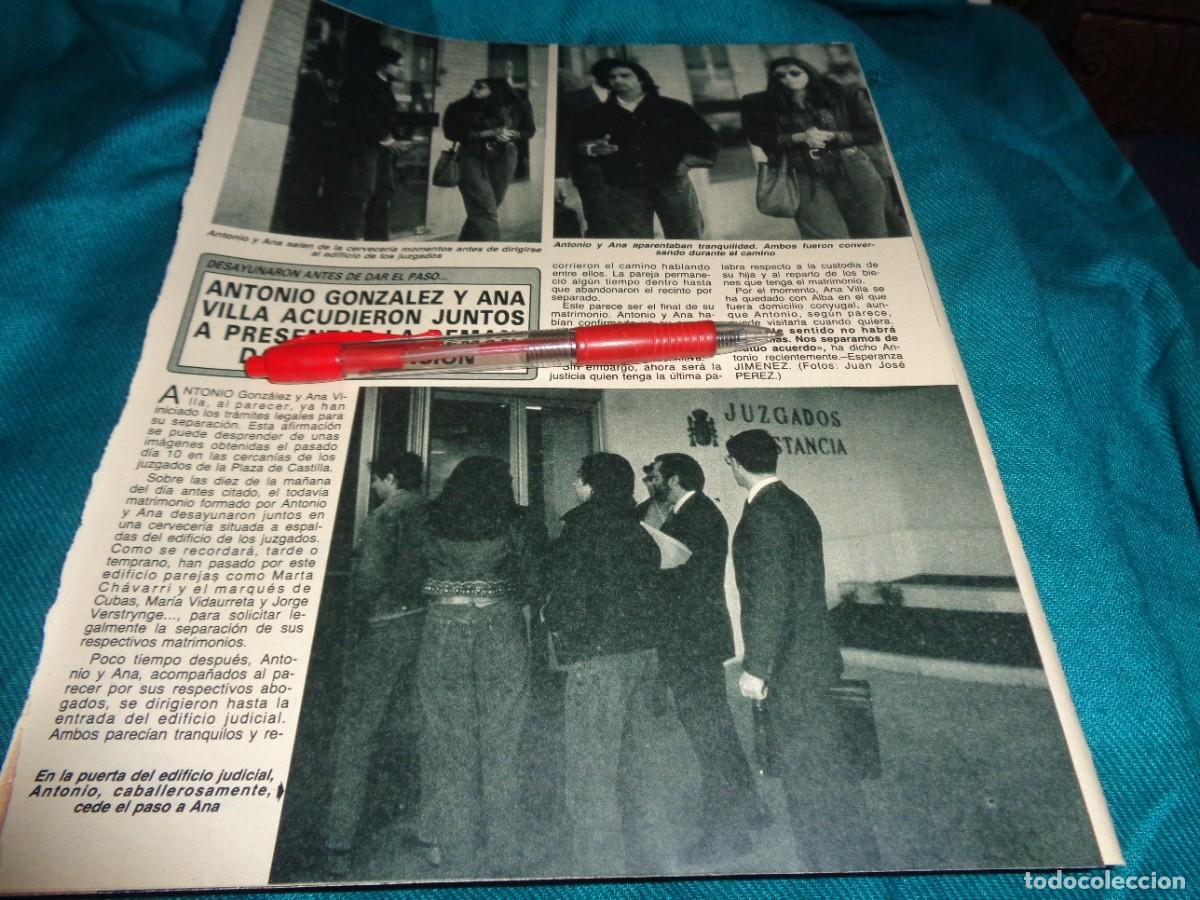 Colecionismo da Revista Diez Minutos: RECORTE : ANTONIO GONZALEZ CON ANA VILLA. DIEZ MINUTOS, OCTB 1989